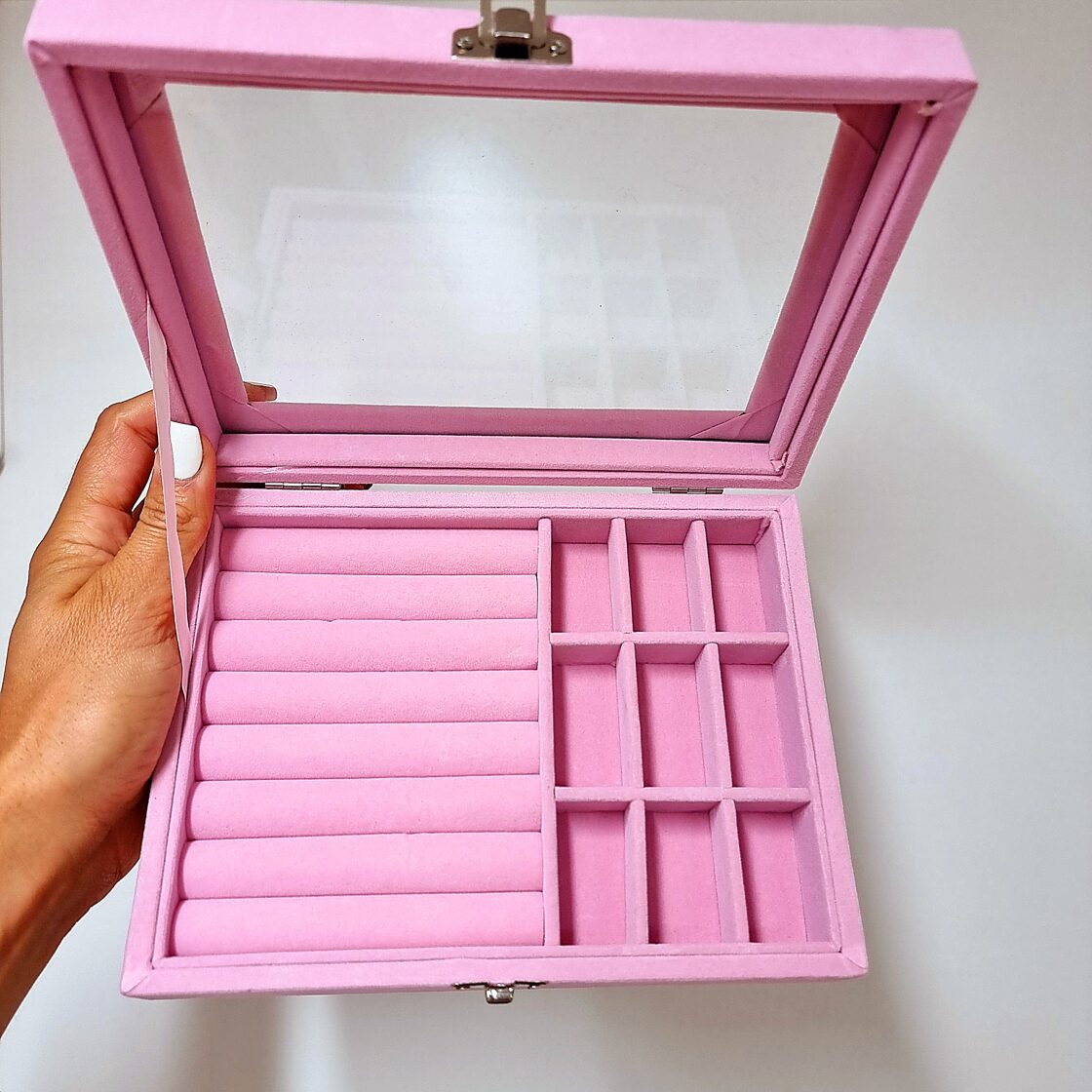 Jewelry storage box &quot;Puffy pink and sand beige&quot;