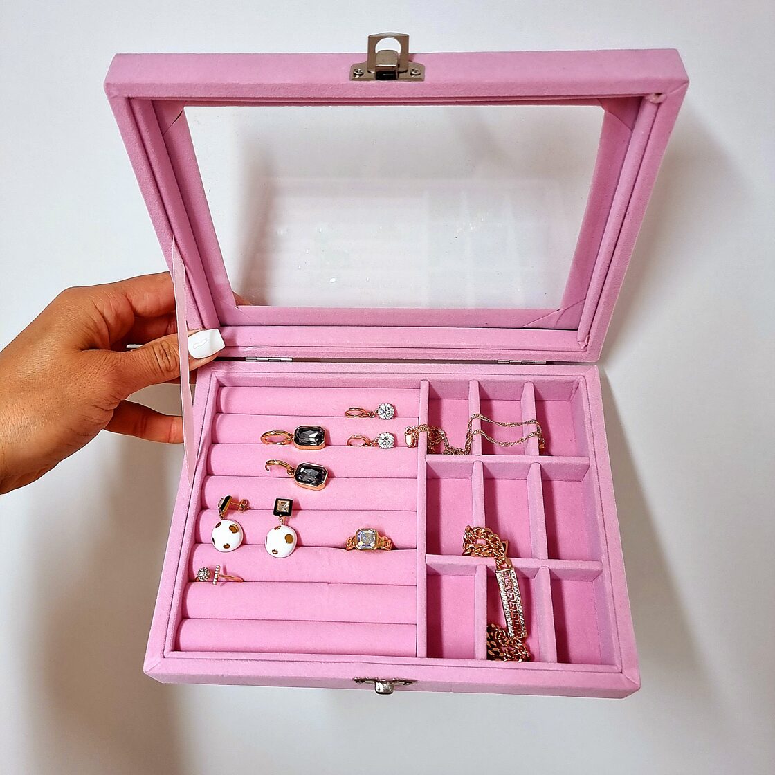 Jewelry storage box &quot;Puffy pink and sand beige&quot;