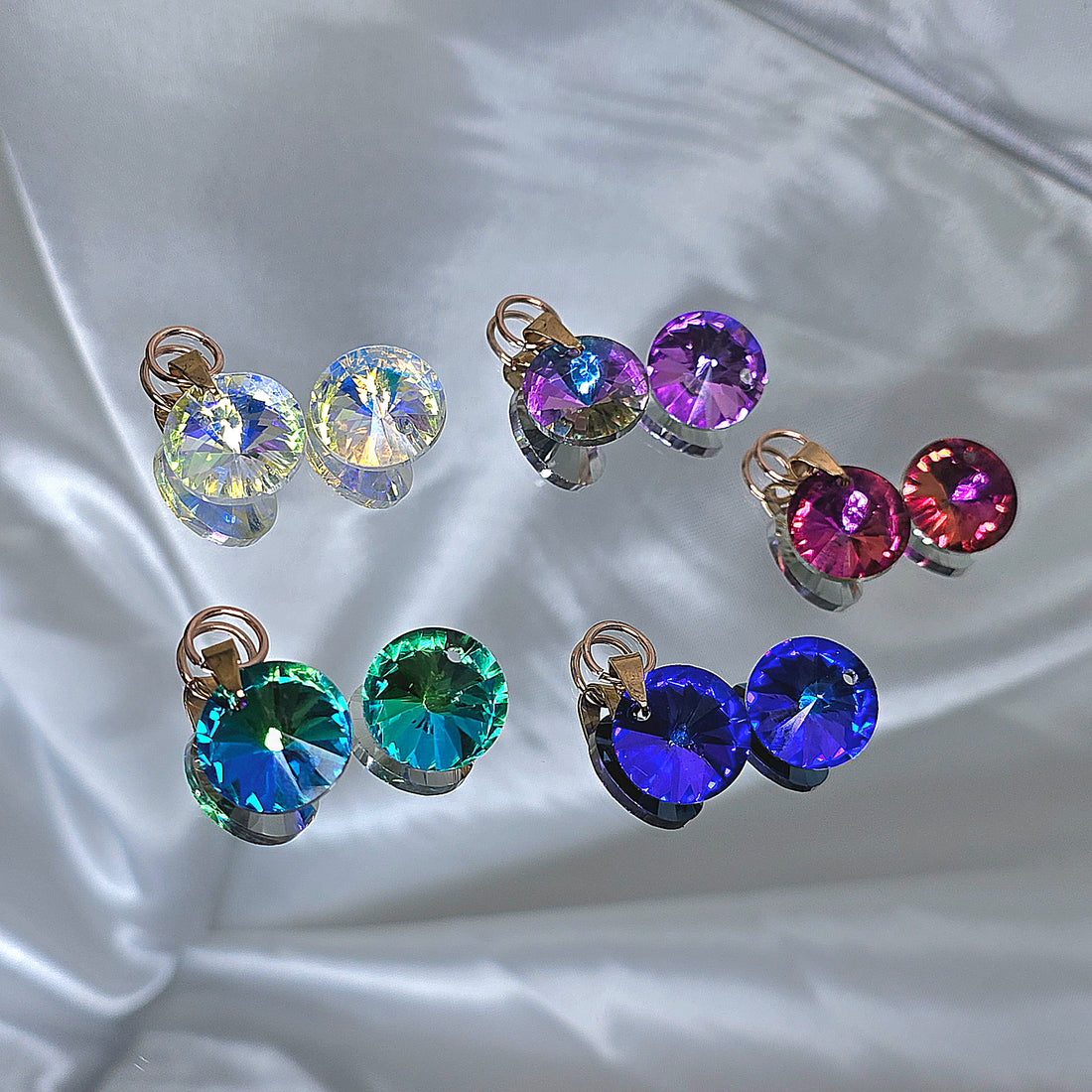 Earrings pendants charms &quot;Round crystals&quot;