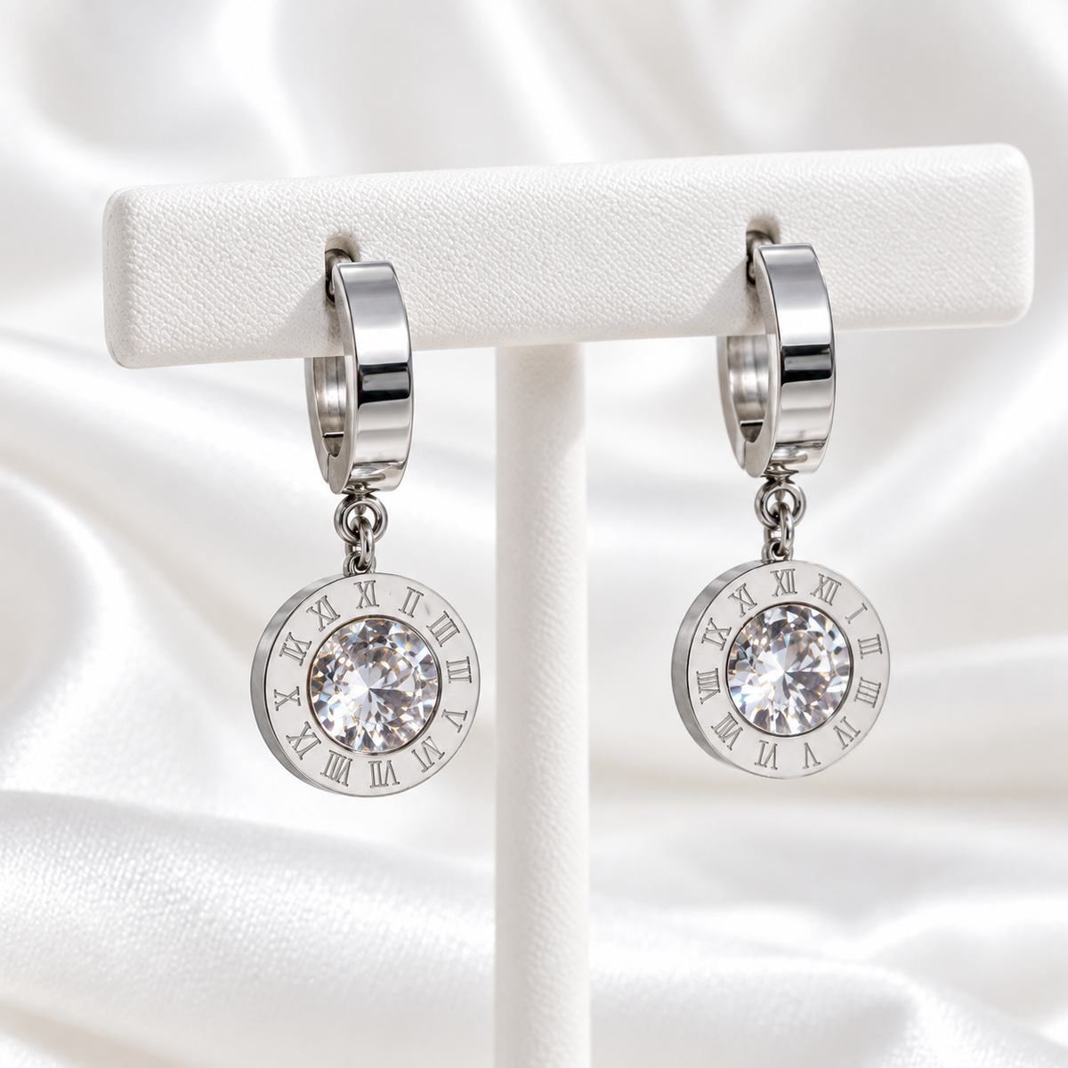 Crystal Roman Numeral Earrings