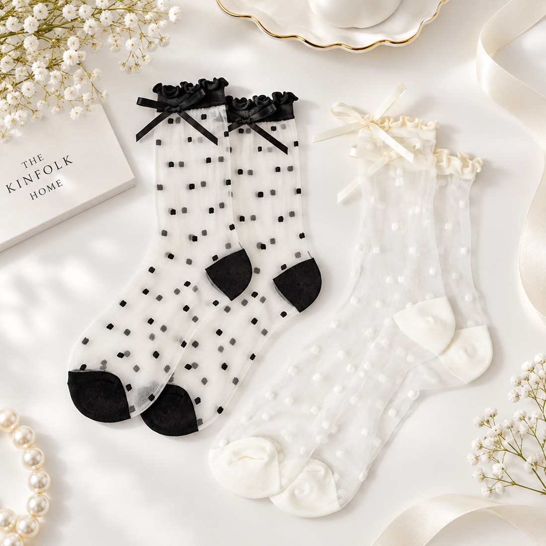 Zeķītes Transparent Parisian Tulle &amp; Bow komplektā vai atsevišķi