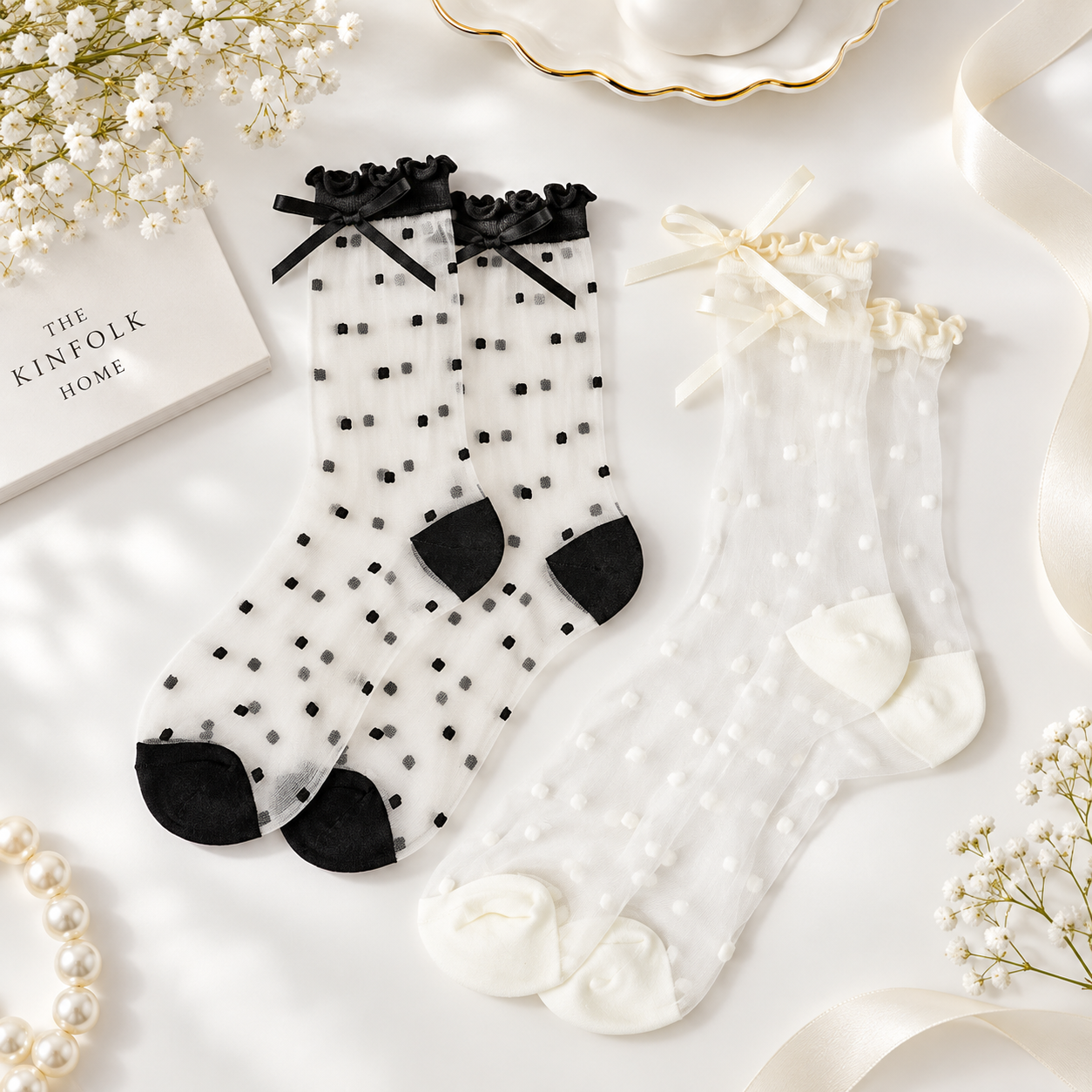 Zeķītes Transparent Parisian Tulle &amp; Bow komplektā vai atsevišķi