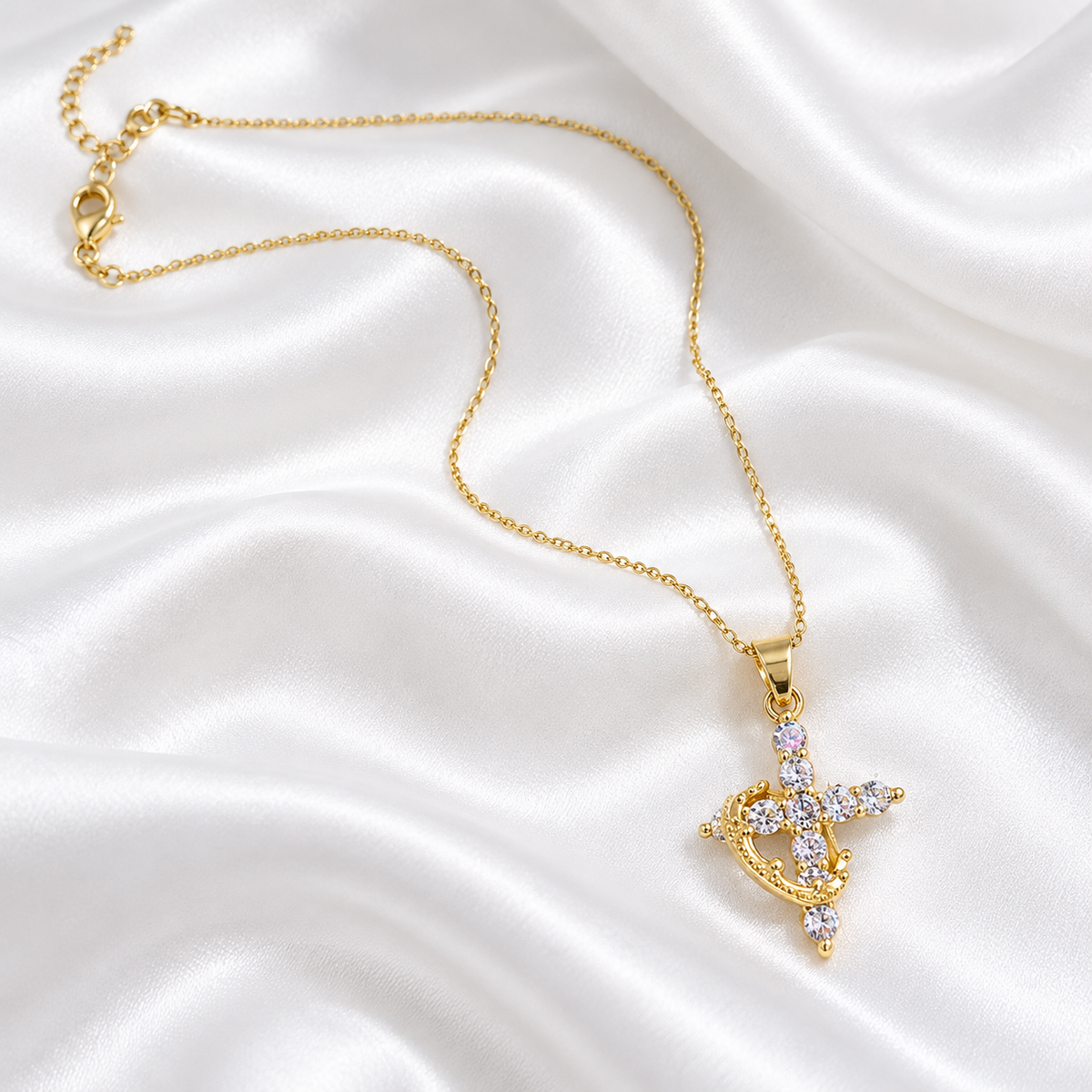 Kaklarota Crystal Embellished Cross Gold