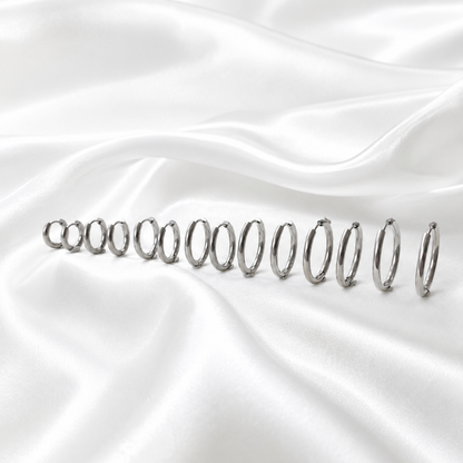 Auskari 7 size Smooth White Gold