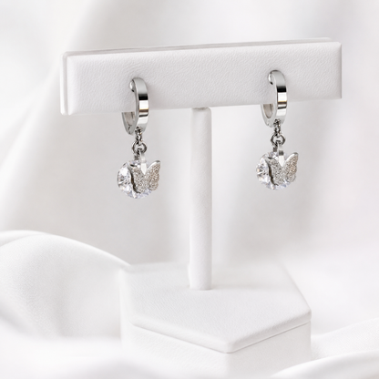 Auskari Silver Tone Butterfly