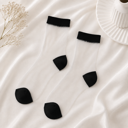 Zeķītes Transparent classic &amp; dotted black