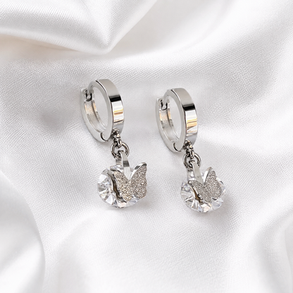 Auskari Silver Tone Butterfly