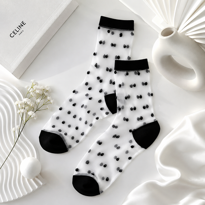 Zeķītes Transparent classic &amp; dotted black