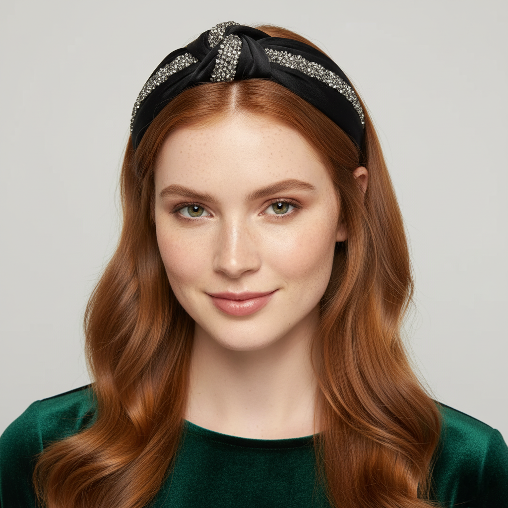 Matu stīpiņa &quot;Kristālu mezgls&quot; melna