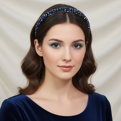 Matu stīpiņa &quot;Elegantais kristāls&quot; tumši zila