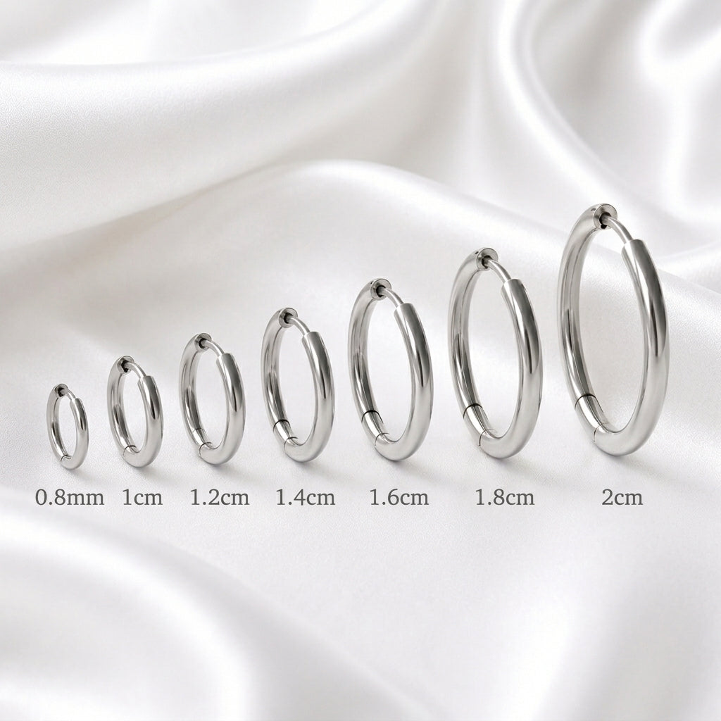 Auskari 7 size Smooth White Gold
