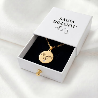 Kaklarota apaļa ar kristālu | personalizē pēc vēlmes