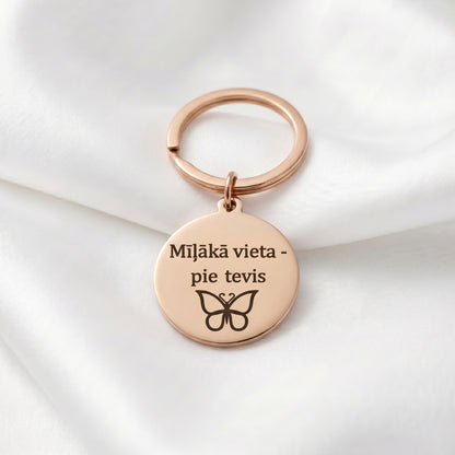 Atslēgu piekariņš Mīļākā vieta - pie Tevis 🦋 | personalizē pēc vēlmes
