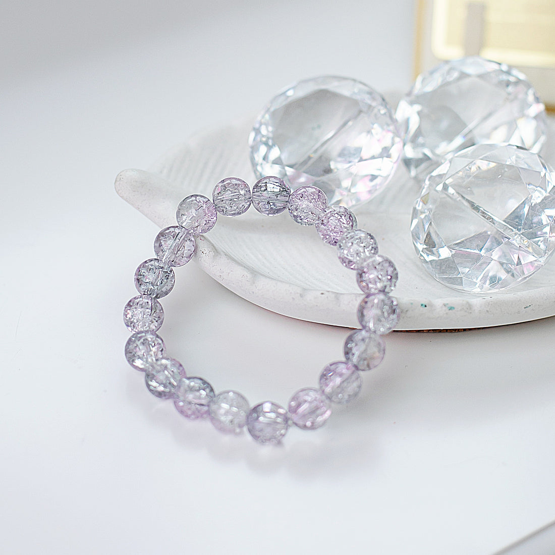 Rokassprādze "Stikla dziļums" violeta dzidra