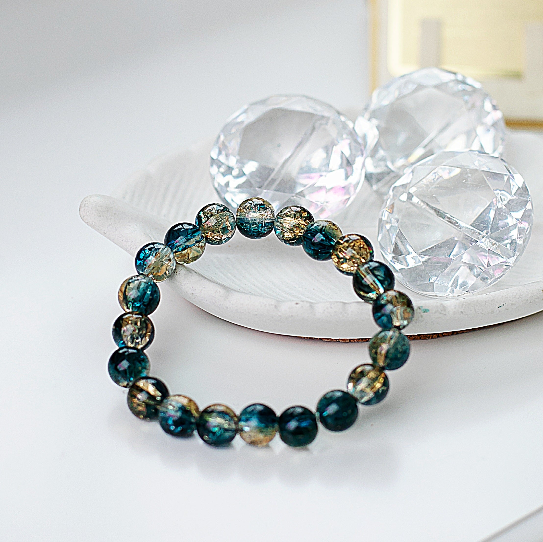 Rokassprādze "Stikla dziļums" Tumši zaļa zelta