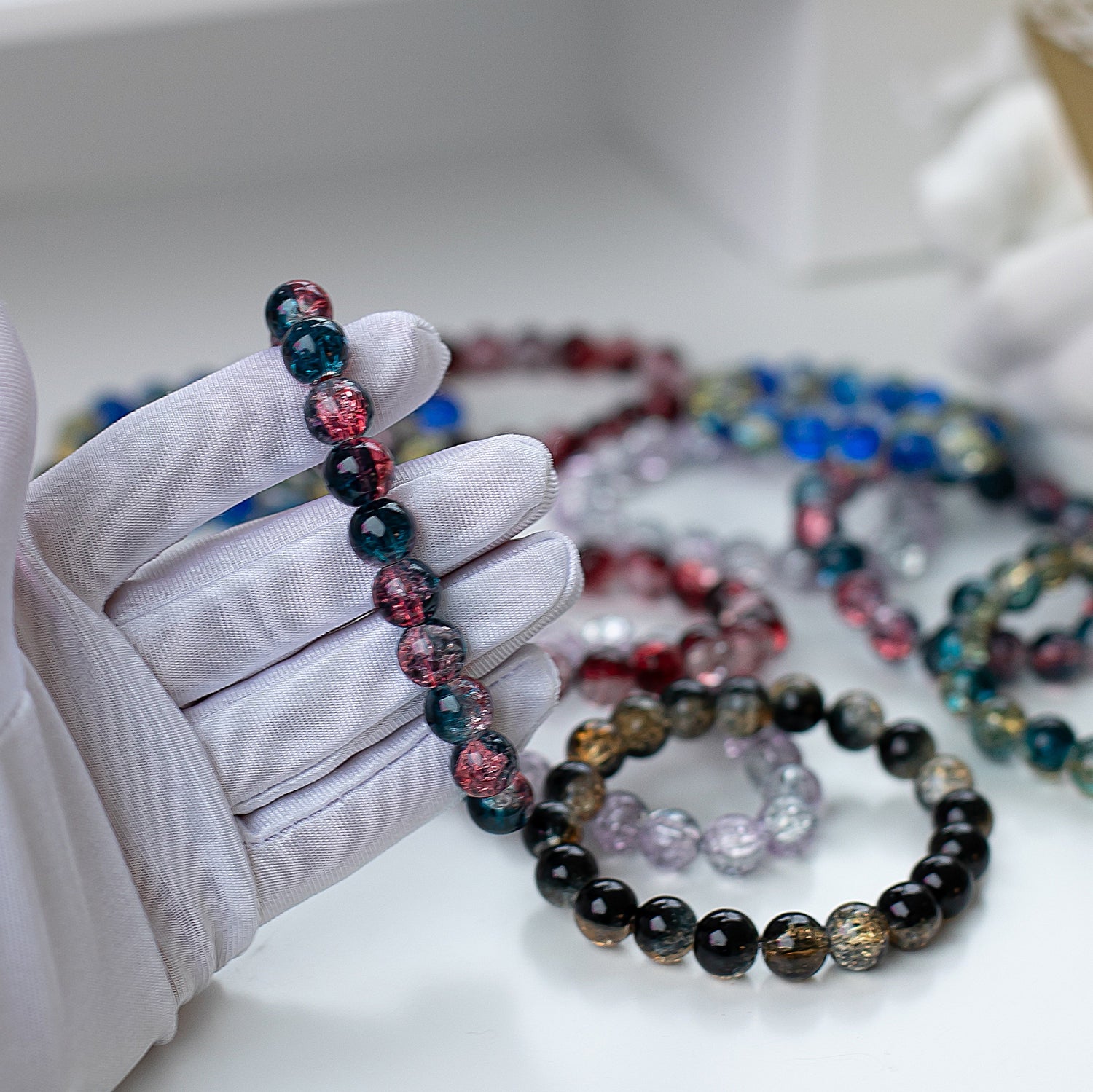 Rokassprādze "Stikla dziļums" zila rozā