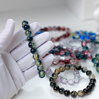 Rokassprādze "Stikla dziļums" Tumši zaļa zelta