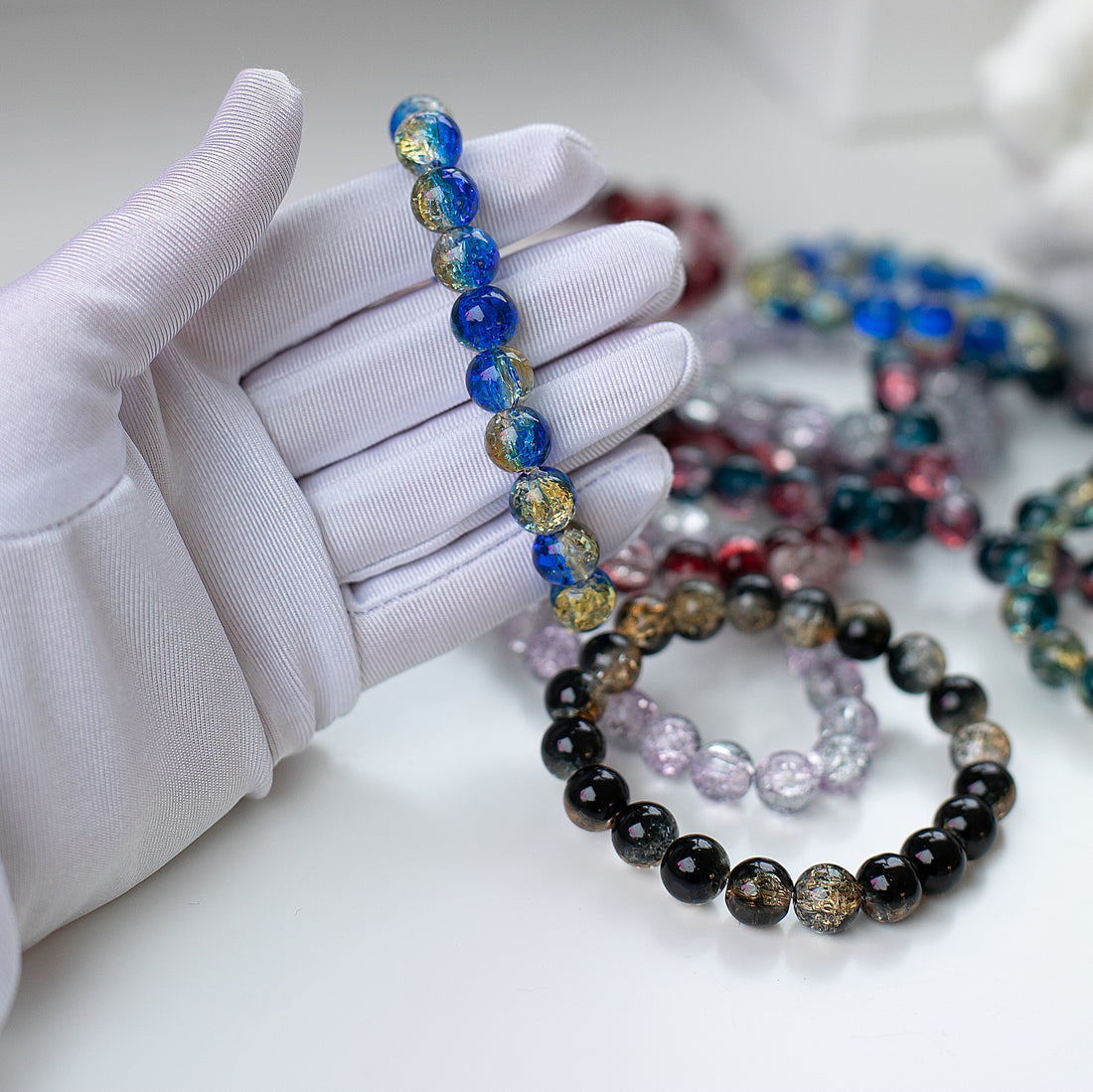 Rokassprādze "Stikla dziļums" zila