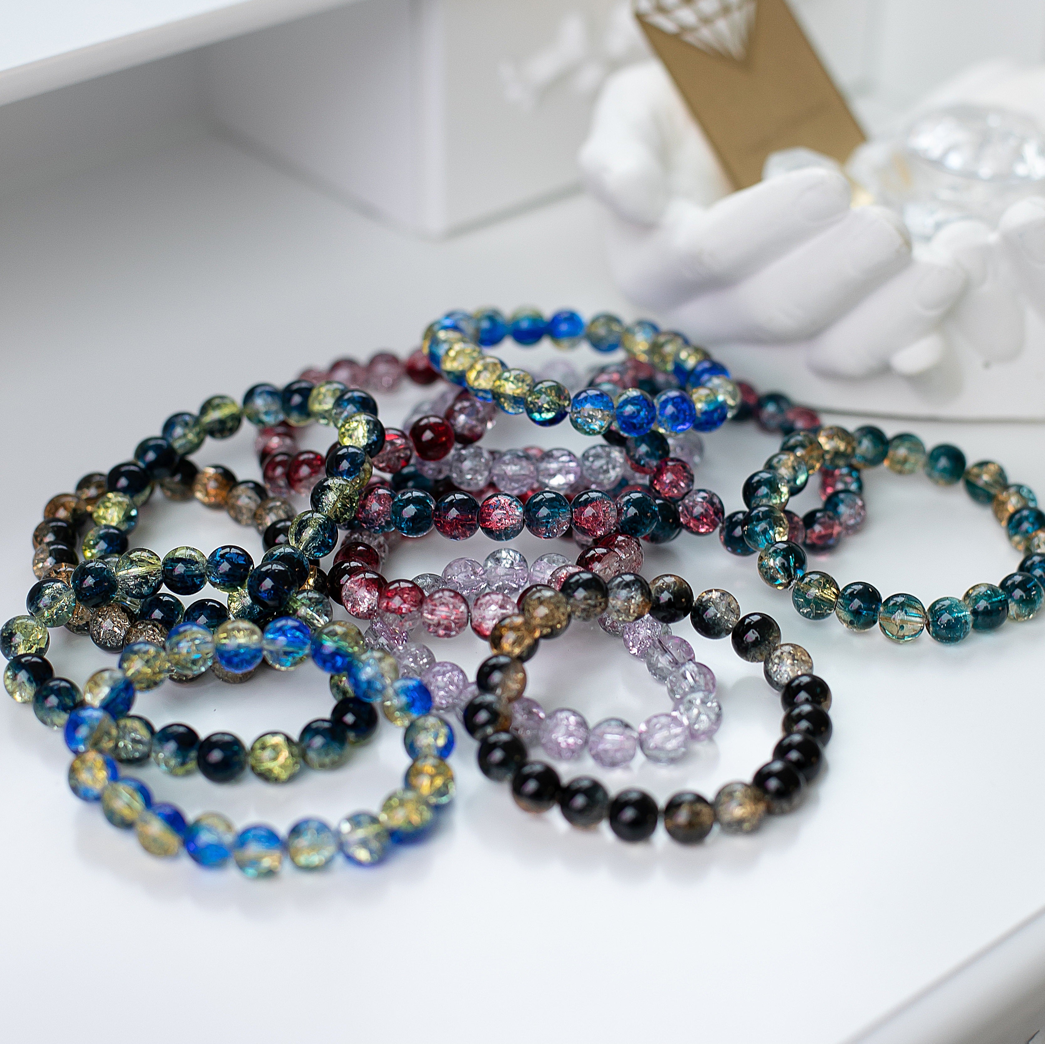 Rokassprādze "Stikla dziļums" violeta dzidra