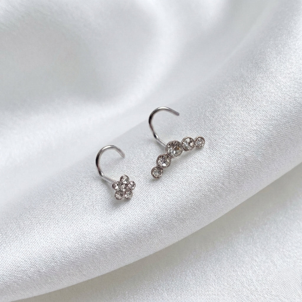 Pīrsings degunam "Ziediņš un apļa ieloks" gaišs