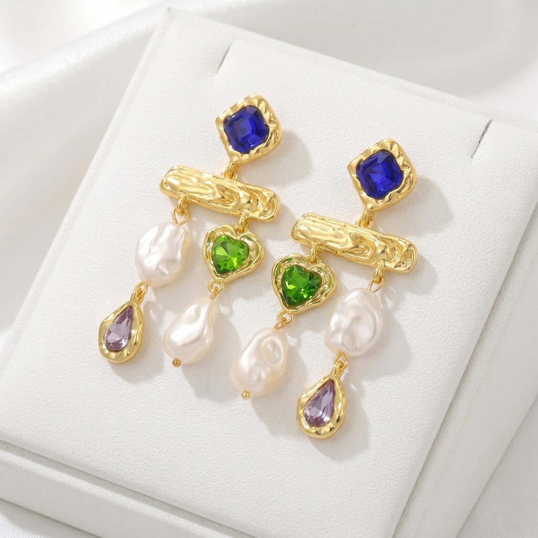 Auskari "Pērļu lietus" zili