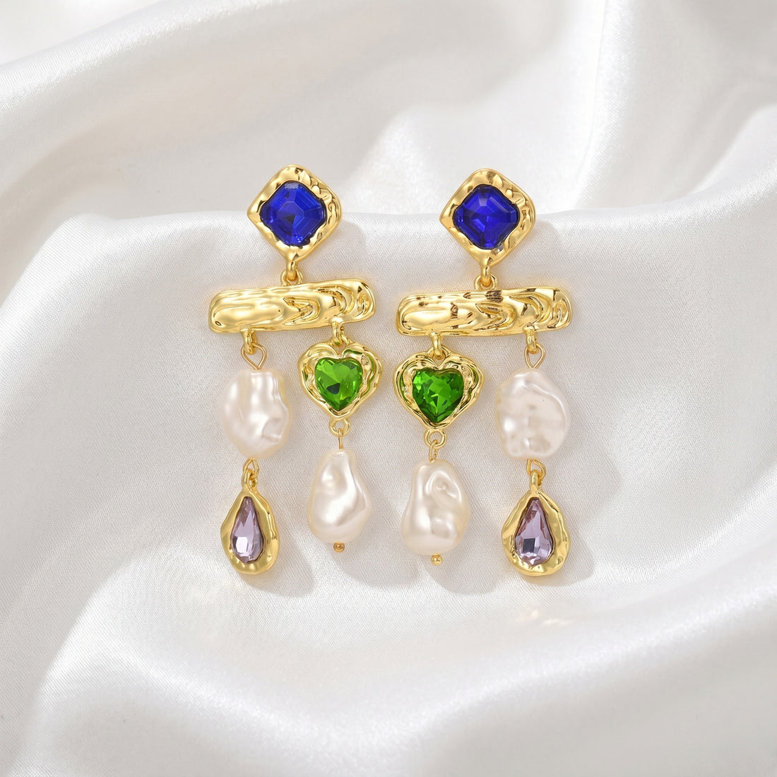 Auskari "Pērļu lietus" zili