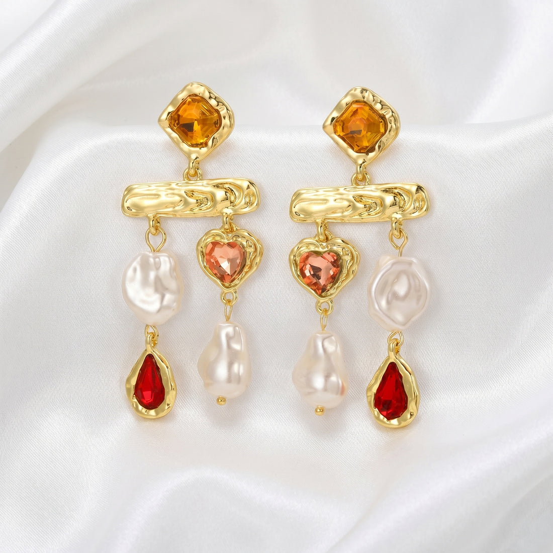 Auskari "Pērļu lietus" rozā