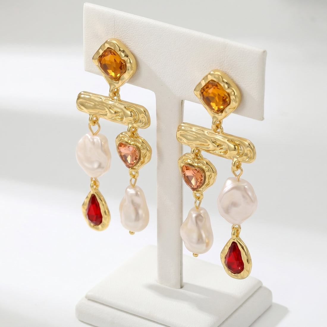 Auskari "Pērļu lietus" rozā