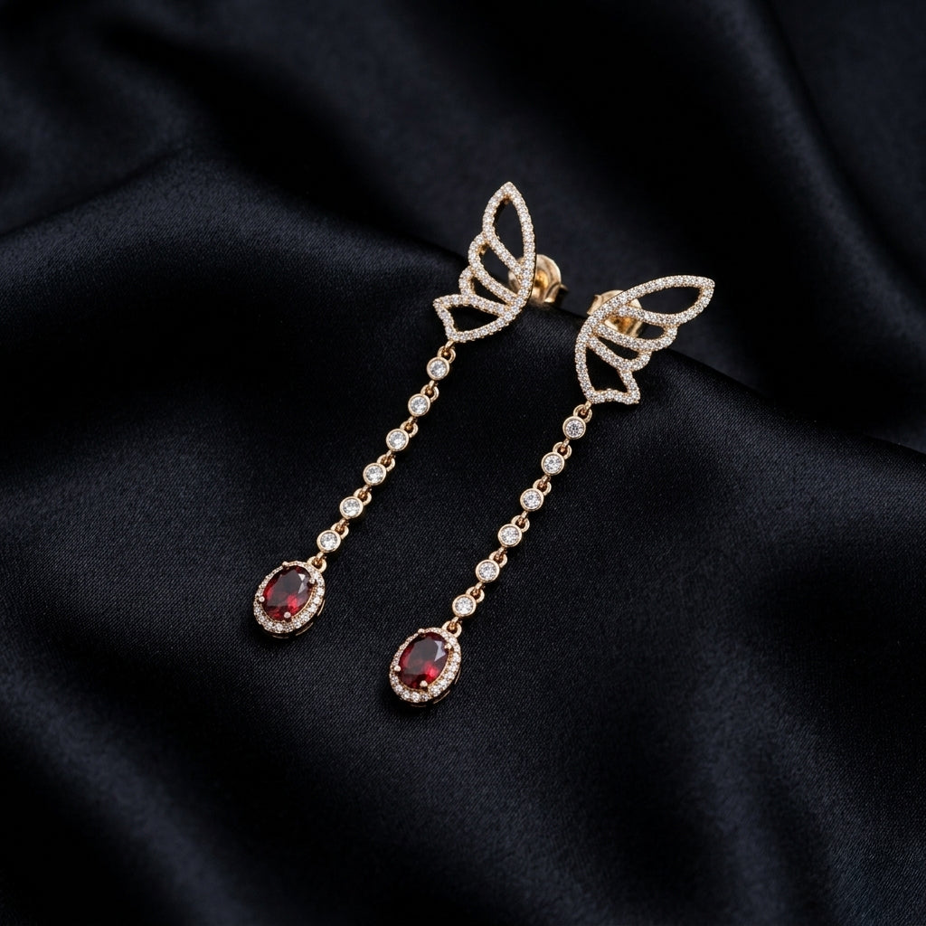 LUX auskari "Butterfly Ruby Elegance"