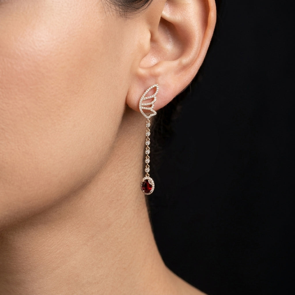 LUX auskari "Butterfly Ruby Elegance"