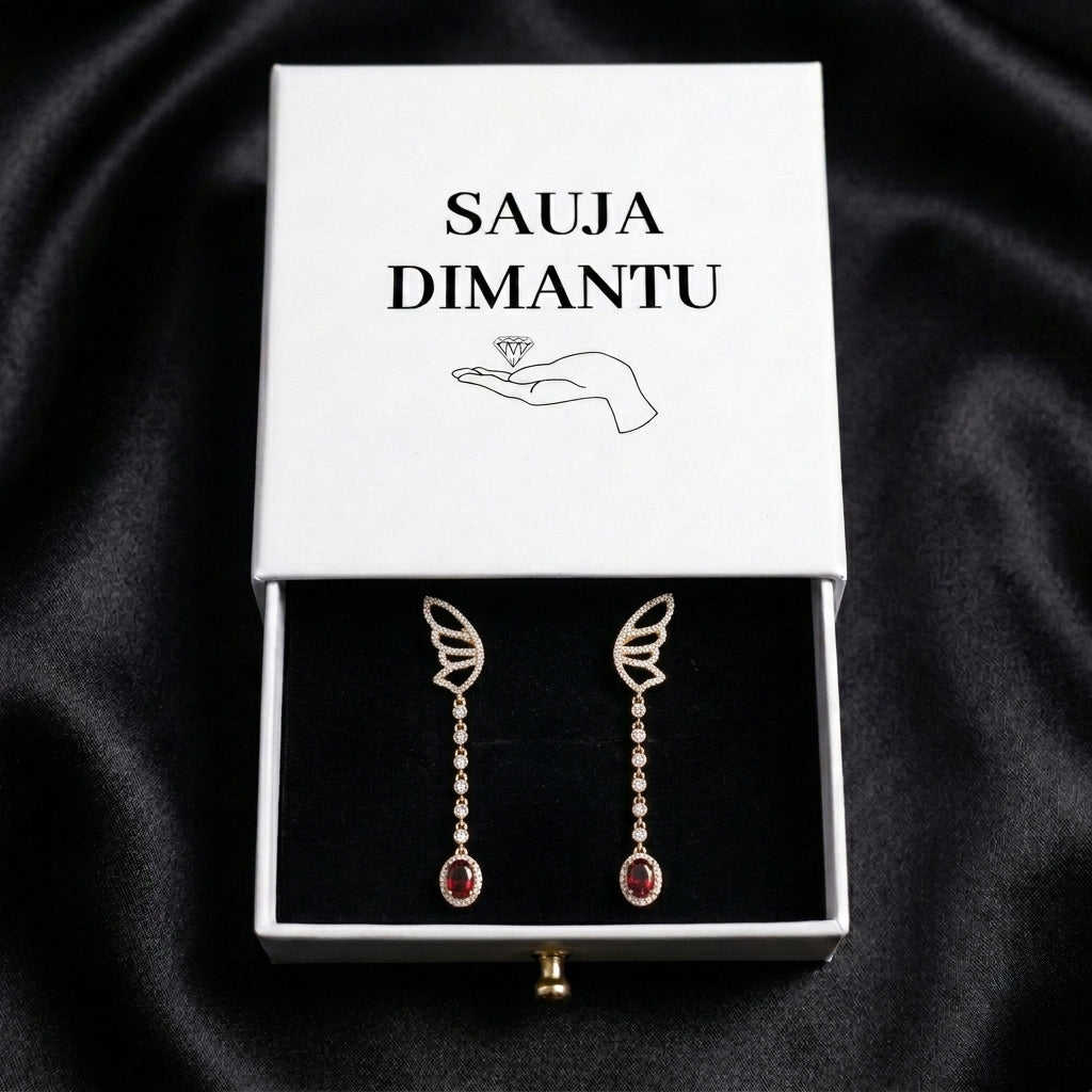 LUX auskari "Butterfly Ruby Elegance"