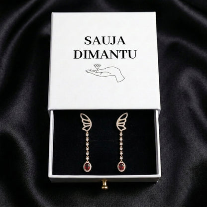 LUX auskari "Butterfly Ruby Elegance"