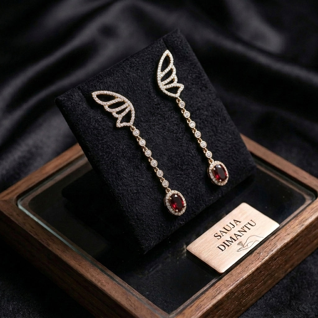 LUX auskari "Butterfly Ruby Elegance"