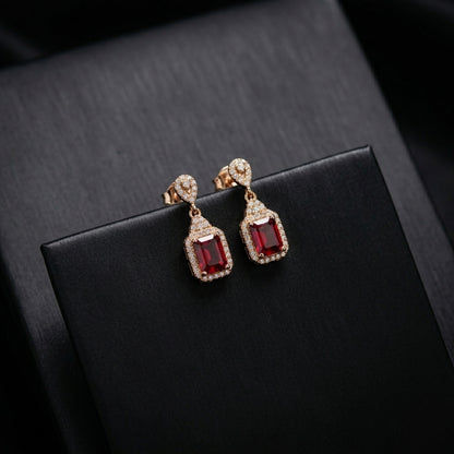 LUX auskari "Deep Red Ruby"
