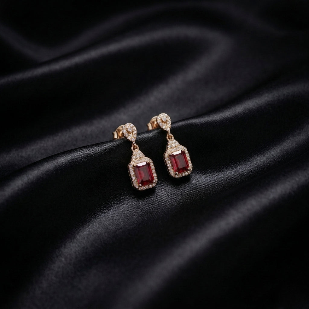 LUX auskari "Deep Red Ruby"