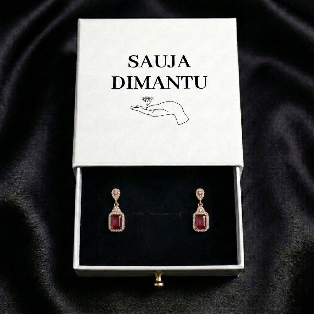 LUX auskari "Deep Red Ruby"