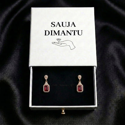 LUX auskari "Deep Red Ruby"