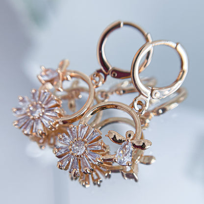 Auskari &quot;Flower and bee clear&quot; MEGA SALE
