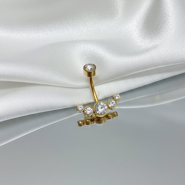 Nabas pīrsings "Kristāla ieloks" zeltītā tonī