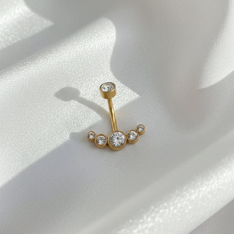 Nabas pīrsings "Kristāla ieloks" zeltītā tonī