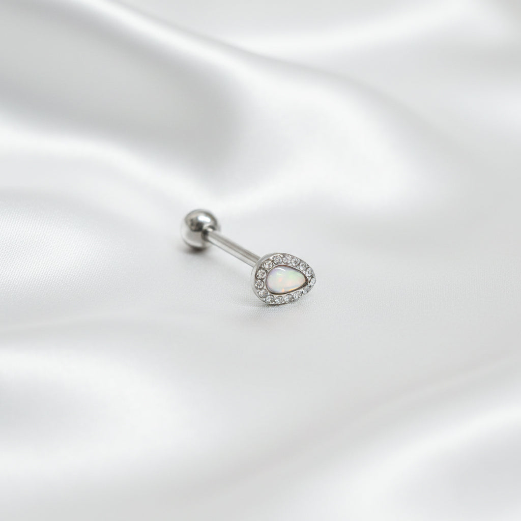 Pīrsings mēlei gaišs "Mēness opāls"