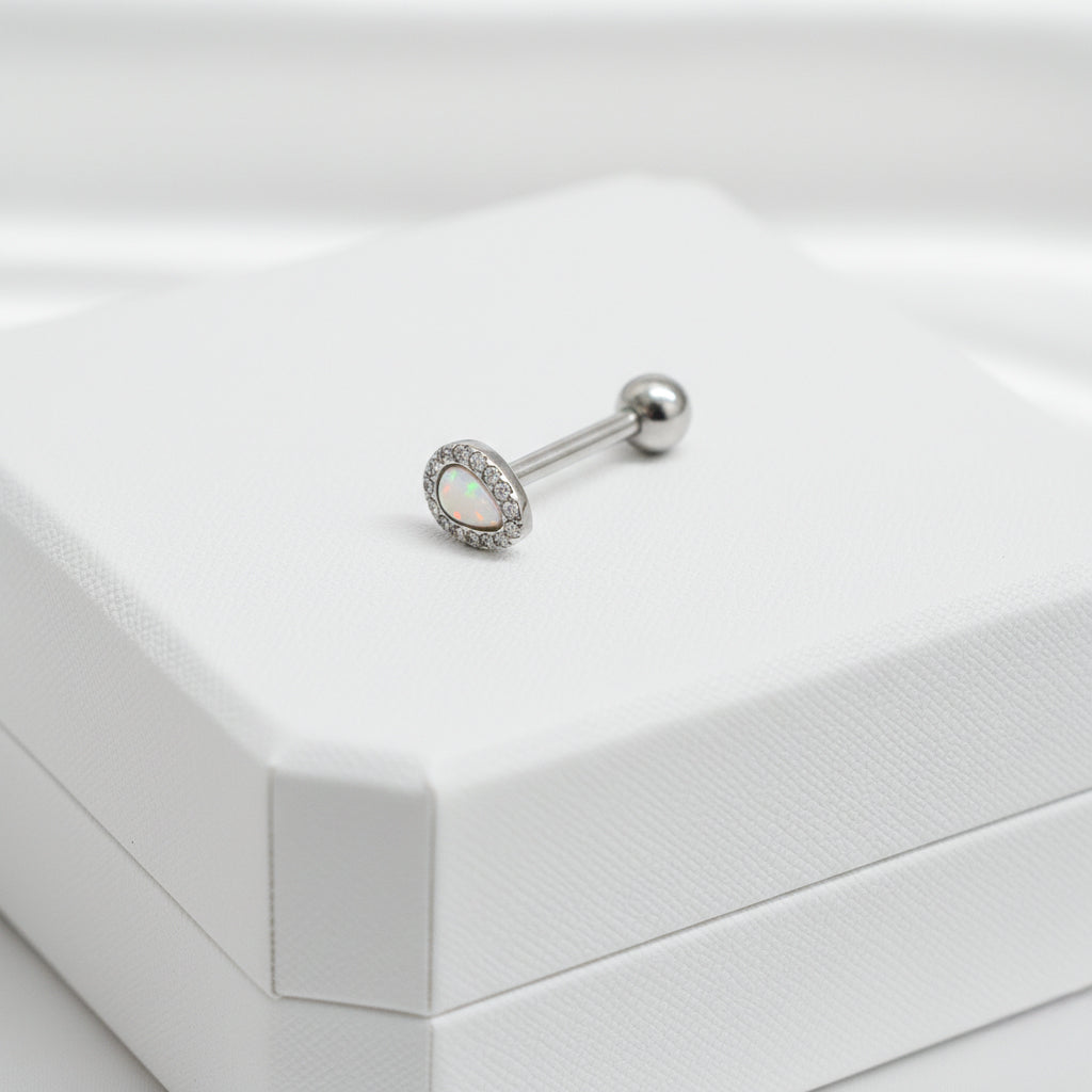 Pīrsings mēlei gaišs "Mēness opāls"