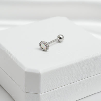 Pīrsings mēlei gaišs "Mēness opāls"