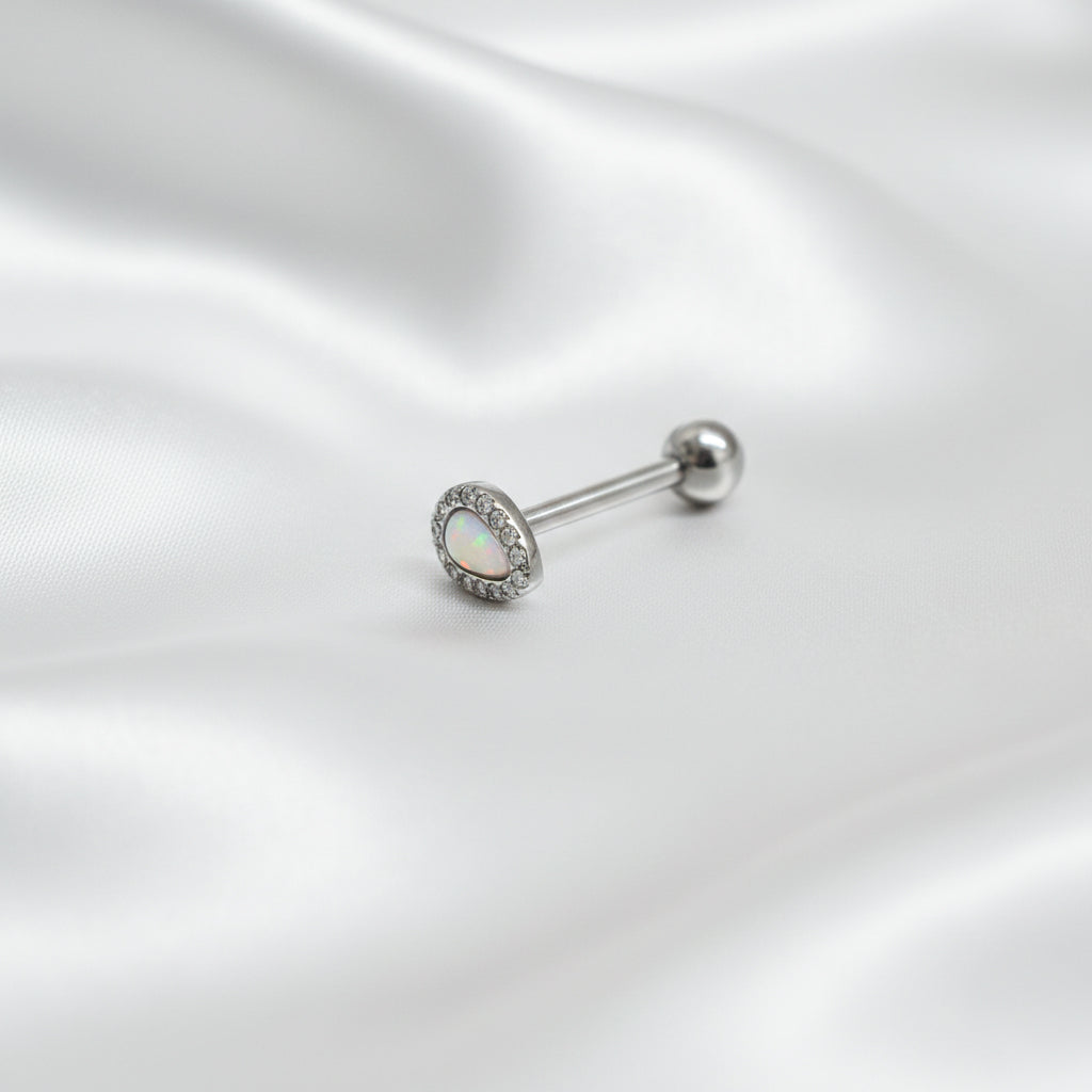 Pīrsings mēlei gaišs "Mēness opāls"