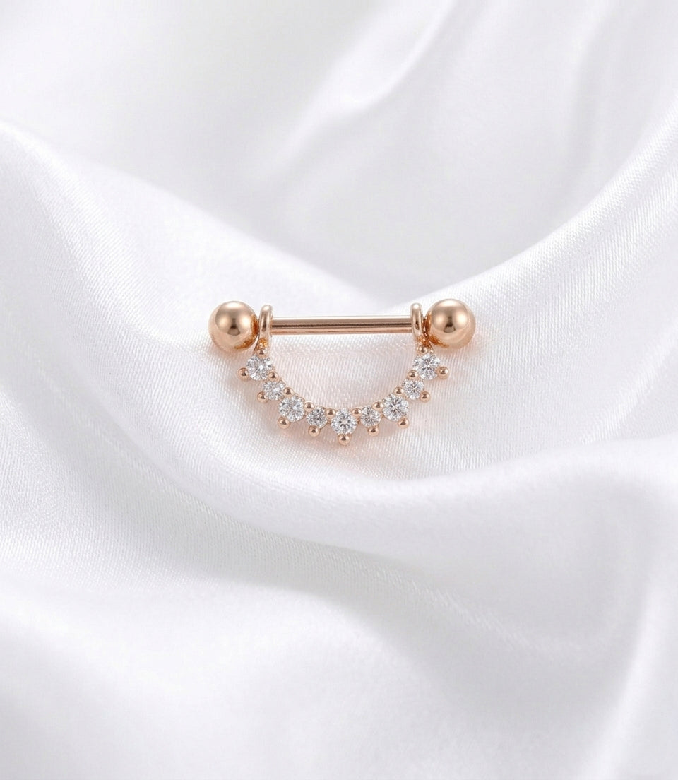 Pīrsings krūtsgalam "Kristālu pusloks"