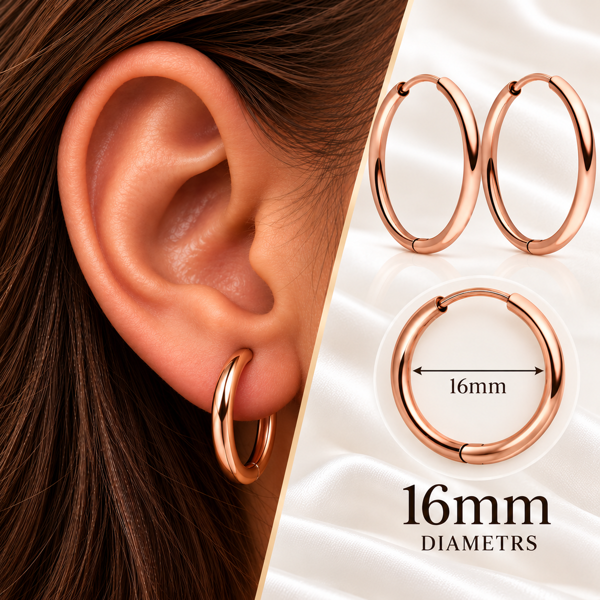Hoop earrings Rose - various sizes