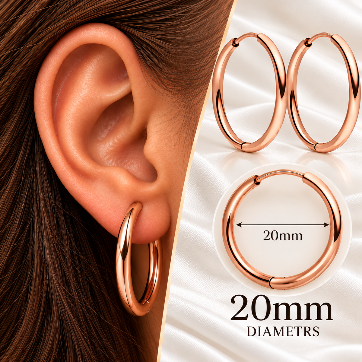 Hoop earrings Rose - various sizes