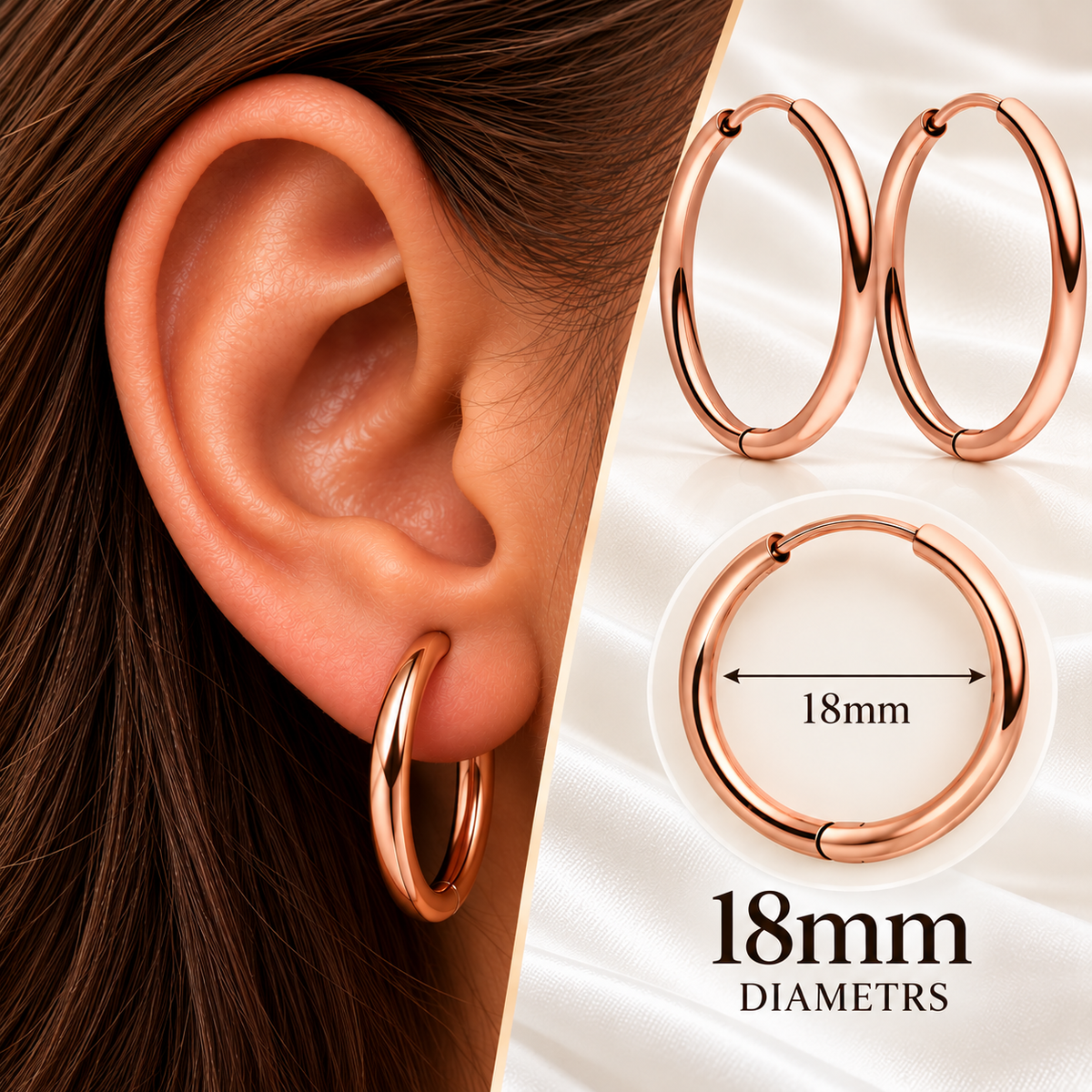 Hoop earrings Rose - various sizes
