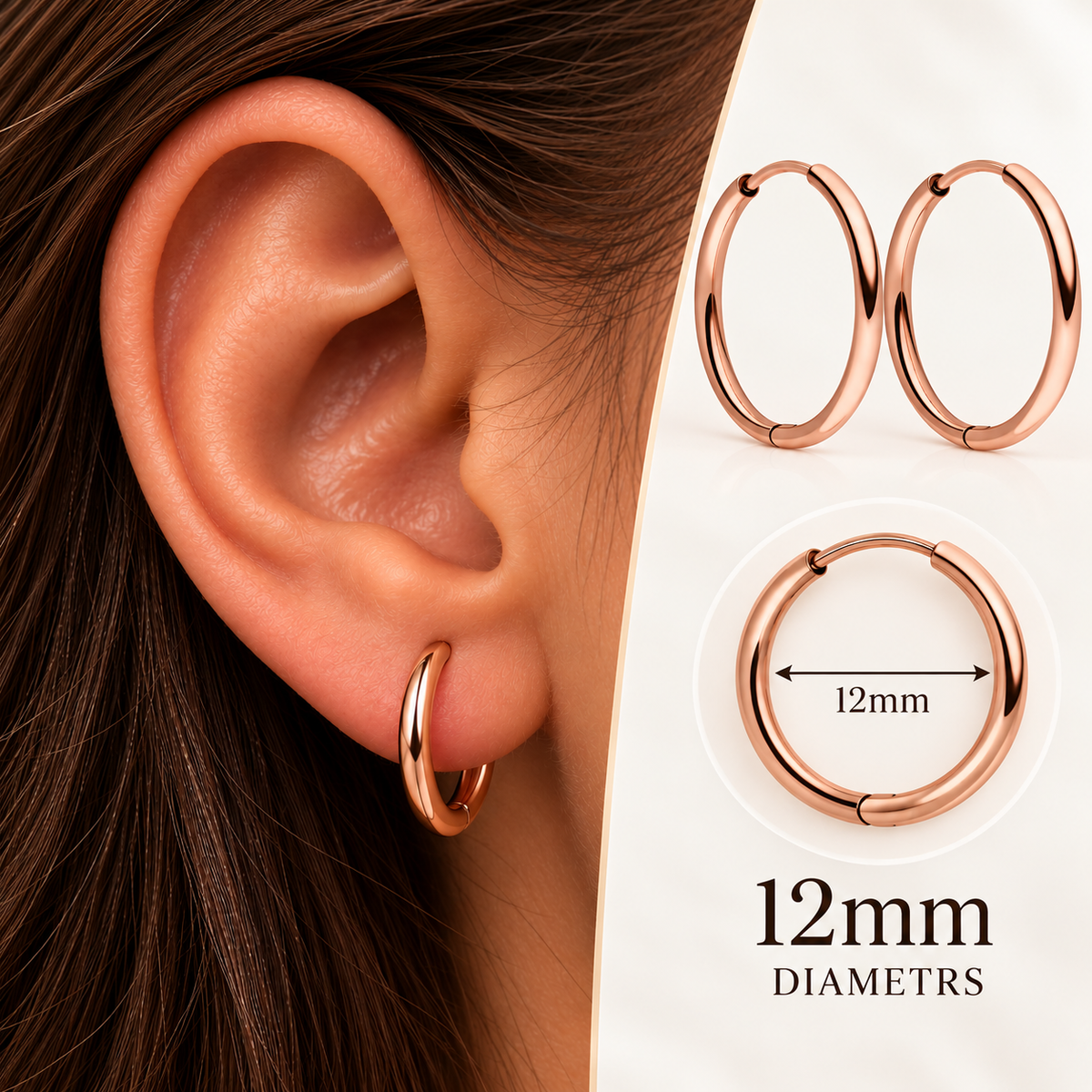Hoop earrings Rose - various sizes