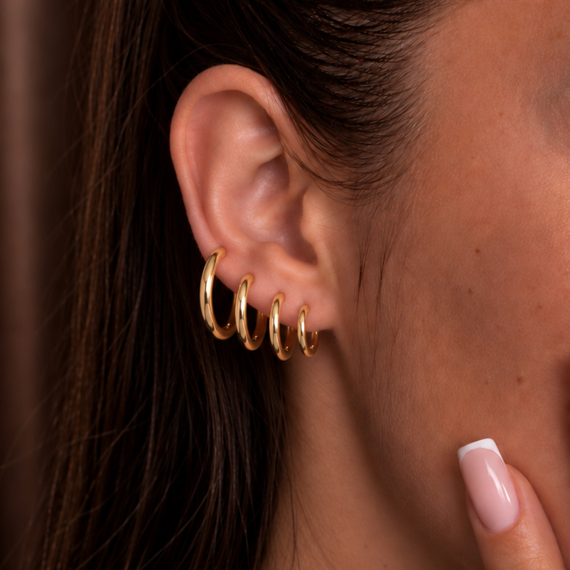 Auskari 7 size Smooth Gold dažādi izmēri
